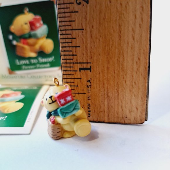 Hallmark Miniature Christmas ornament Forever Friends teddy bear Love to Shop - Picture 2 of 6